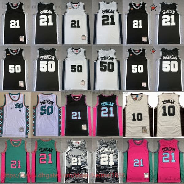 1998-99 Classic Retro Basketball Duncan Jersey Vintage Stitched 1998 1996 All-Star Robinson Rodman Ginobili Jerseys Black White Breathable Sport Shirts