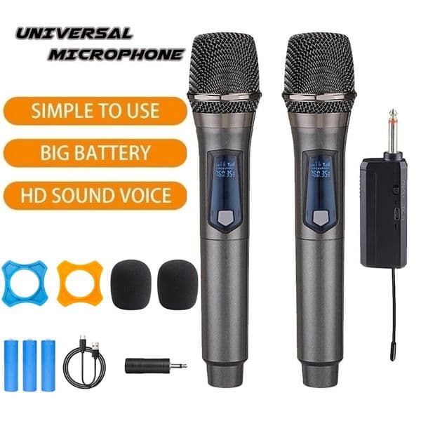 Wireless Microphone 2 Channels UHF Professional Handheld Mic Micphone For Party Karaoke Professional Church Show Meeting 250303