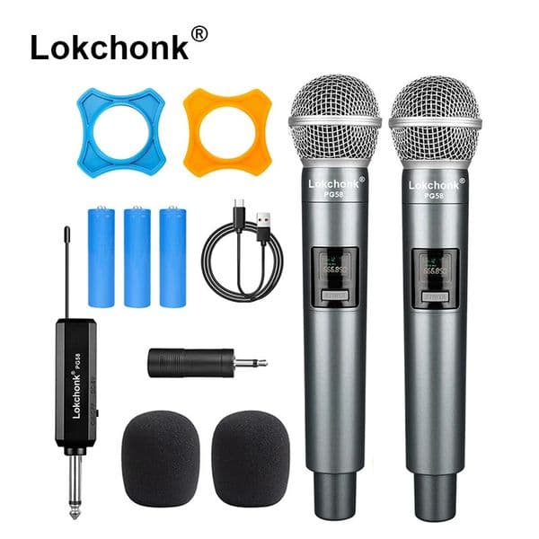 PG58 Professional Wireless Microphone 2 Channels UHF Fixed Frequency Handheld Mic Micphone For Party Karaoke Church Show Meeting 250303