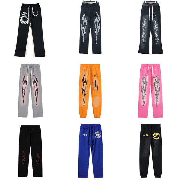 designer sweatpants mens joggers designer graffiti pants High Street vintage washed bell-bottoms printed cotton hip hop sweatpants for men and women US Size S-XL