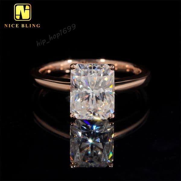Luxury Radiant Cut Diamond Rings Women 14K Gold Moissanite Engagement Ring for Women