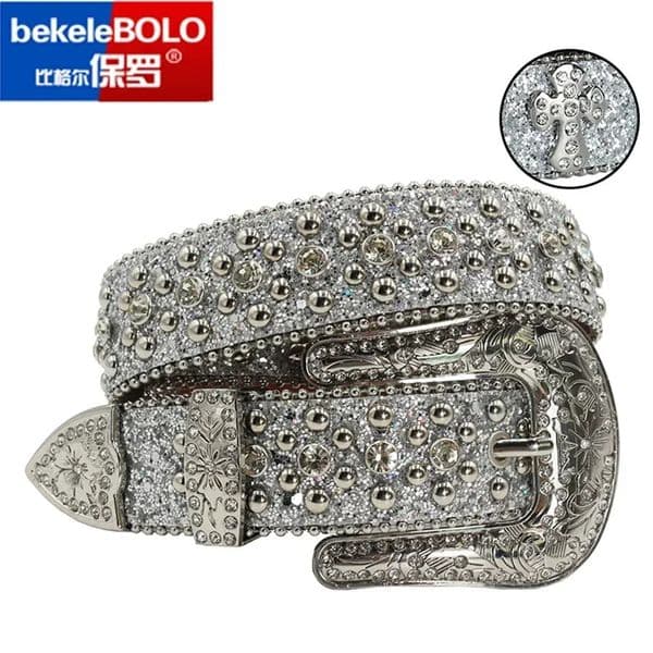 Punk Rhinestone Belts For Women Man High Quality rivet er Belt For Jeans Cowboy Cowgirl Western Cinto 250303