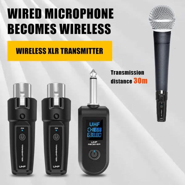 UHF XLR Adapter System Wireless Microphone Transmitter Receiver System for Dynamic Microphone Guitar Audio Mixer PA System 250303