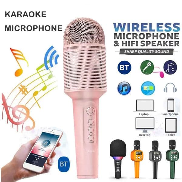 Karaoke Microphone Bluetooth Wireless Portable Home Singing Machine with Duet Sing/Record/Play/Reverb for Adult/Kid Gift 250303