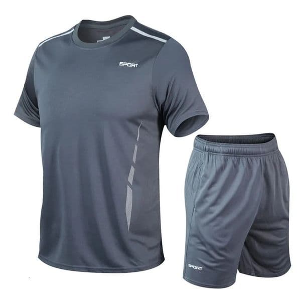 CHRLCK Mens Quick Drying Running Set Breathable Hiking Fishing T-shirt Soft and Elastic Gym Fitness Set Outdoor Sports 250306