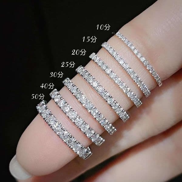 SU624R Abiding 9K 10K 14K Yellow Rose White Gold Tiny Melee Lab Grown Dia Half Eternity Stackable Band Ring