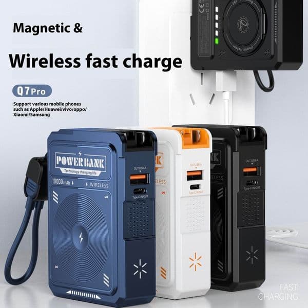 2025 Magsafe Power Bank 20000mAh With Plug and Phone Holder 4-in-1 Multifunctional PD22.5W Wireless Fast Charging Powerbank EU UK plug