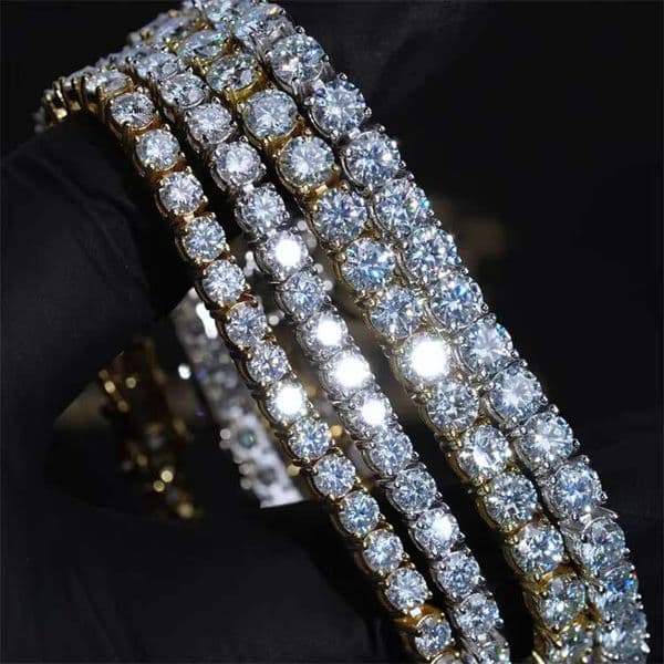 AAA Gems 4mm Hip Hop Square Dia Big Moissanite Tennis Chain Choker Jewellery