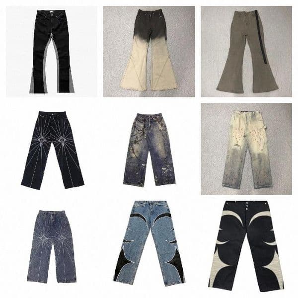 Men's Jeans Y2k Jeans Cargo Pants Men Hip Hop THUG CLUB Graphic Baggy Jeans Skinny Wide Leg Black Jeans streetwear Graphic Harajuku Trouser designer jeans Y2k Clothing