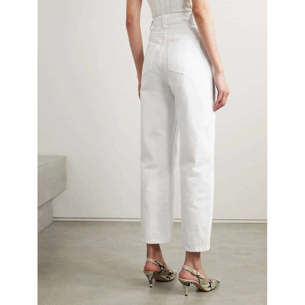 White High Waisted Simple Versatile Straight Leg Women's Denim Jeans