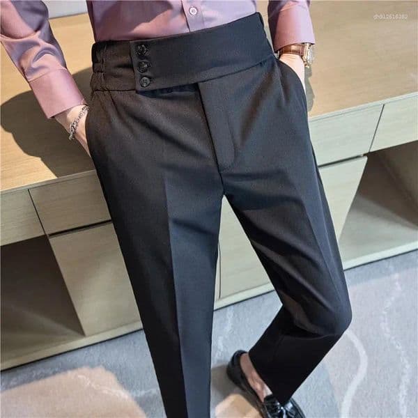 Men's Suits High Waisted Suit Pants For Men 2026 Solid Color Formal Pantalones Hombre Casual Slim Fit Dress Trousers Clothing