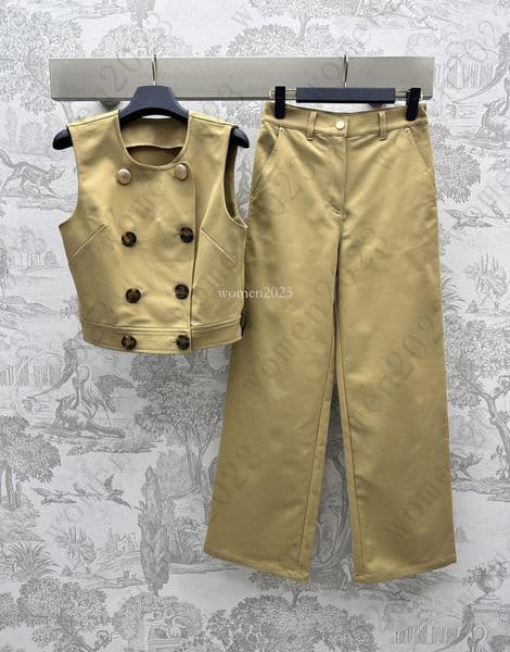 Women tracksuit pants set Brand vest two-piece Designer waistcoat fashion logo vacation casual pants suit high waist straight trousers 2pcs Mar 08