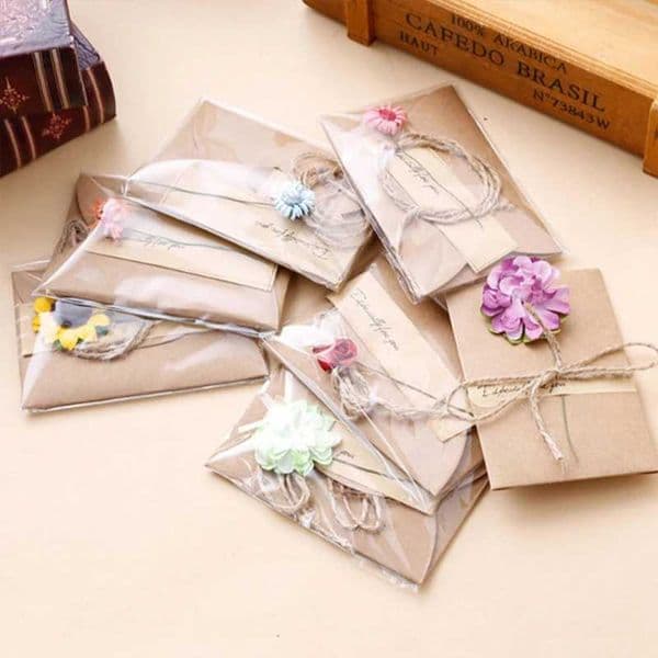 20Pcs mini Vintage Dried Flowers Greeting Card Handmade Blank Note Card Thank You Cards Birthday Wedding Party Invitation Card X2503111