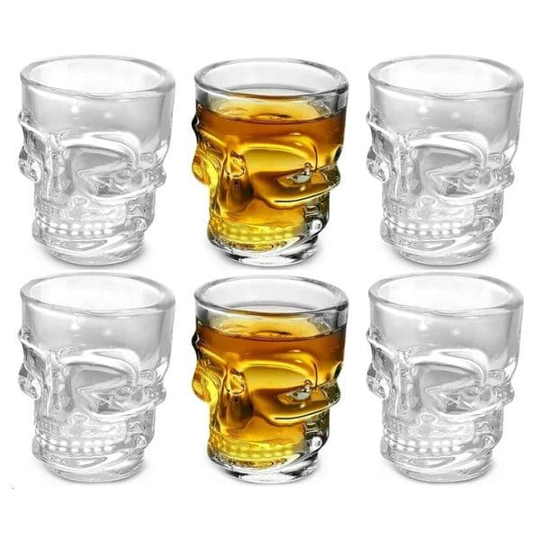 12Pcs Skull Head S Glass Cup Creative Clear Crystal Wine Liquor Whisky Vodka Beer Steins for Party Bar Halloween Gifts 250311BJ