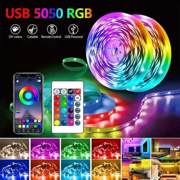 RGB LED strip light 5050 Bluetooth application control color changing light flexible LED strip for room decoration backlight Z250311