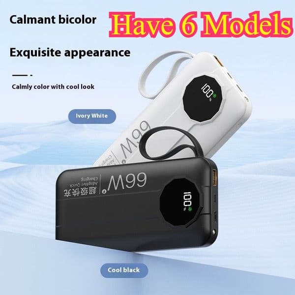 2025 PD20W Super Fast Charging Comes with two-wire Power Bank 20000mAh Small Portable Mobile Power Supply