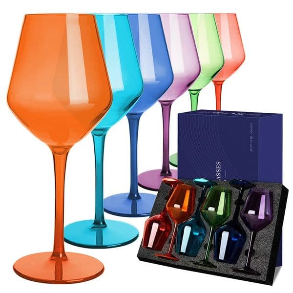 MICHLEY 246PCS Unbreakable Colorful Tritan Plastic Wine Glass Set Reusable y For Party Outdoor Dishwasher Glassware w250311