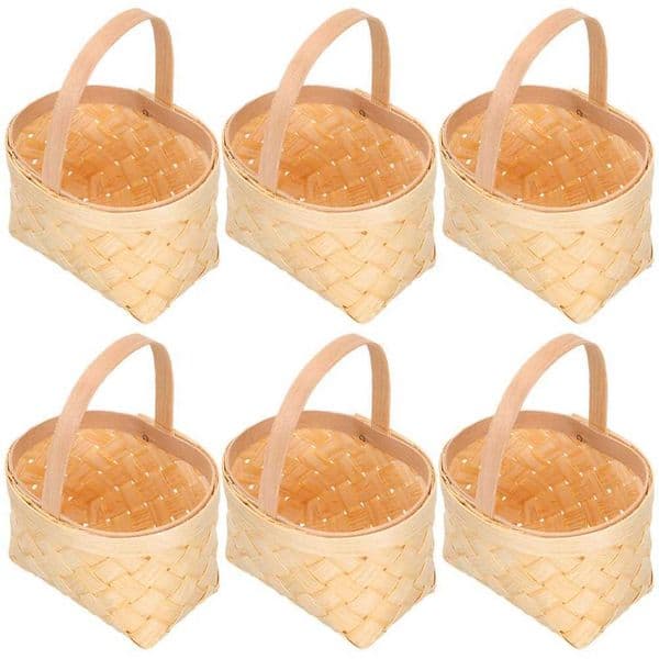 6 Pcs Small Wooden Basket Candy Mini Gift Baskets Bread Reusable Woven with Handles Chinese Fir Party X250311