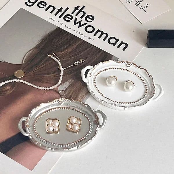 Decorative Jewelry Plate Nordic Necklace Earrings Storage Tray Po Props Display Room Aesthetic Decor Accessories 250311