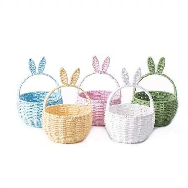 1 piece of paper rope woven rabbit ear flower basket flower shop flower arrangement basket souvenir home picnic fruit hand-held X250311