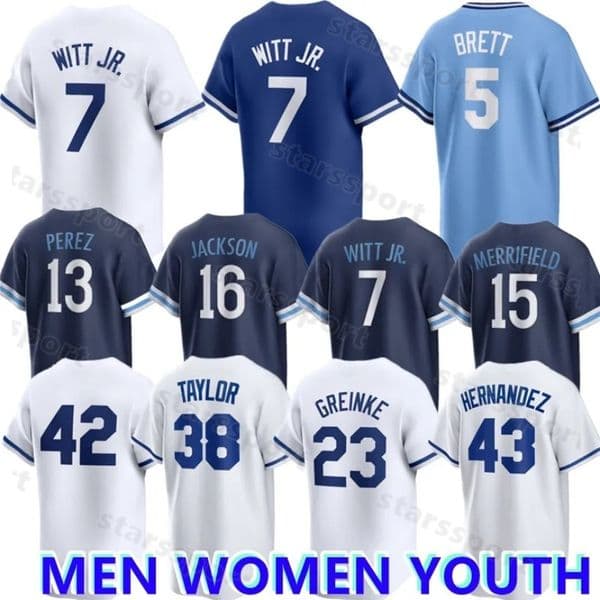 Jonathan India Bobby Witt Jr. 2025 Royals Jersey Joey Wiemer Salvador Perez Maikel Garcia Hunter Renfroe Vinnie Pasquantino MJ Melendez Kyle Isbel Massey Custom