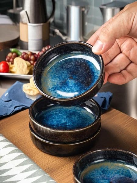 A Set of 4 Ceramic Tableware Snacks in Various Colors 35 Inches Perfect for Soy Sauce Vinegar Snack Plates Etc 250311