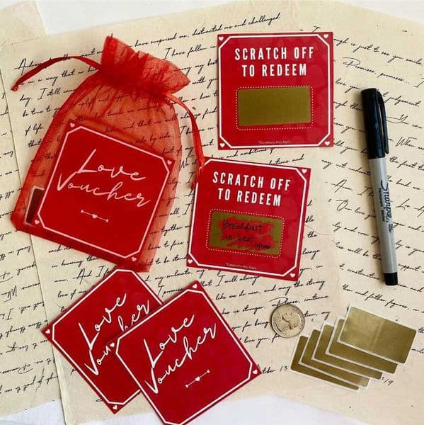 Luxury Designer Decor 10 Scratch Cards Birthday Gift Coupons Anniversary DIY Gifts room Valentines Day Tickets Love Notes Romantic Fun Decor