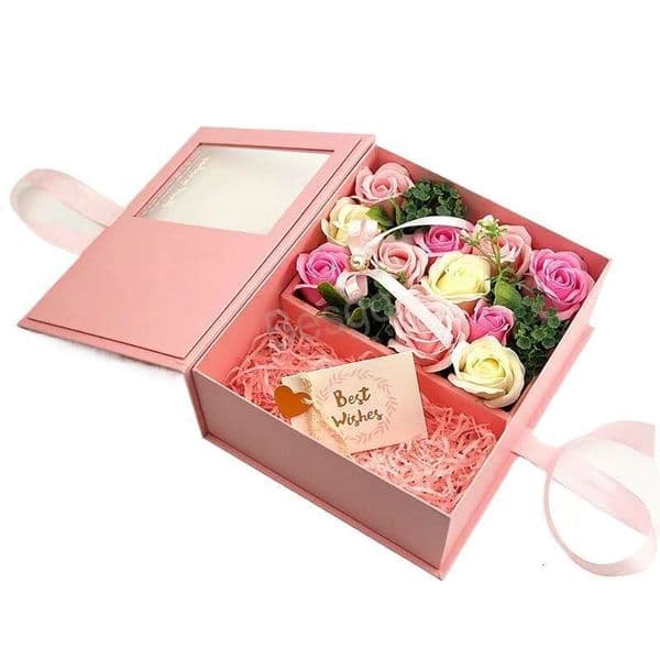 Valentine's Soap Flower Gift Box Mother's Day Artificial Rose Gifts Boxes Soaps Flowers Ornaments Decoration Caja de regalo con flores de jabon para San Valentin
