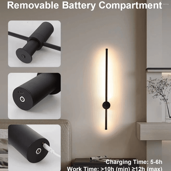 Wall Lamp Modern Long Led Light Sconce 60cm Interior Night Bedside Bedroom Lighting RGB Warm Color Wired Control