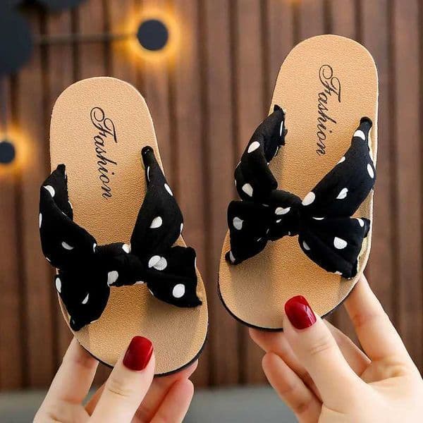 Child Slippers Summer Girl Shoes Printed Wave Point Dot Bow Sandals Lndoor Exposed toe Soft Bottom Casual Slippers Kid SandalsT260516