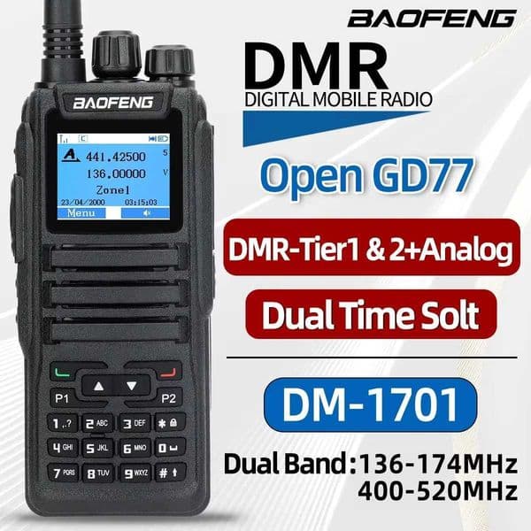 New Arrival Baofeng DMR DM 1701 Digital Walkie Talkie Dual Mode Analog Two Way Radio Open GD77 Dual Time Slot Tier 1+2 Ham Radio DR 1801 T250311