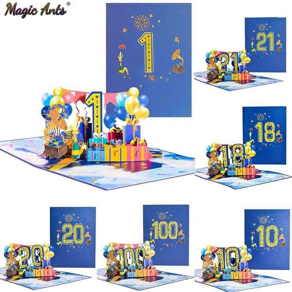 Anniversary Card Pop Up 1st 18th 21st Birthday Card Anniversary Number Greeting Cards for Wedding Wife Husband Girlfriend X250311