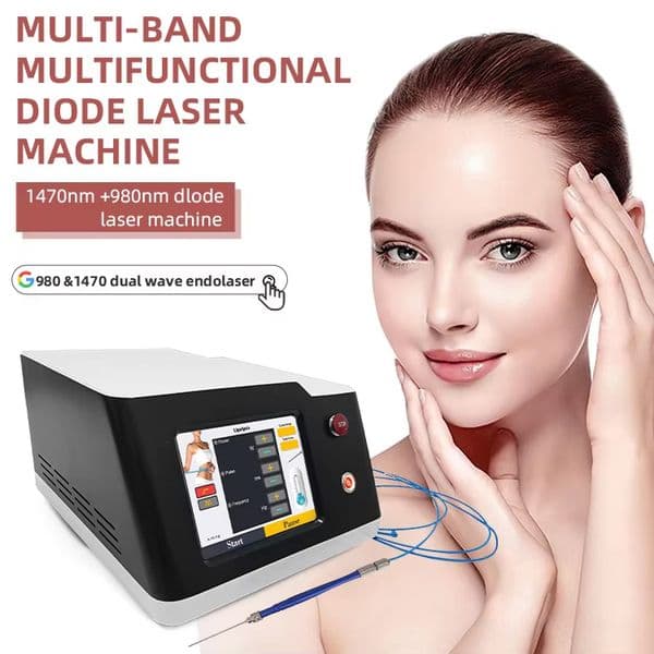 Portable Lipolysis 1470nm + 980nm Diode Laser New Model Fat Removal Cellulite Treatment Fiber-optic Coupling Body Contour Slimming Skin Firming Machine