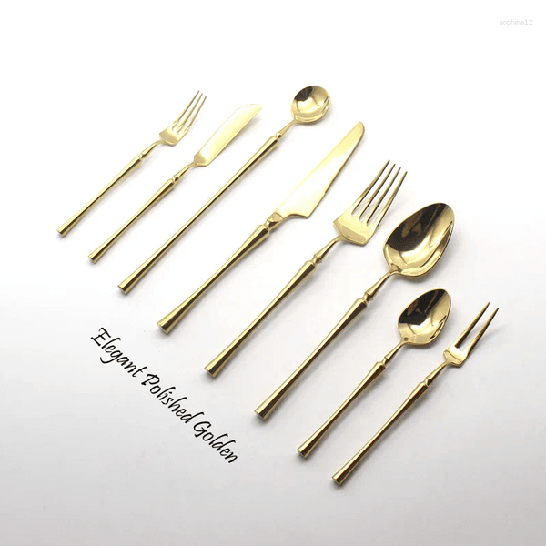 Dinnerware Sets Stainless Steel Mixing Scoop Full Set Butter Dinner Knife Fork Soup Coffee Tableware Gift Gold 1Pc