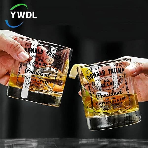 12pcs Trumpwhiskey Glass Cup Clear Wine y Lasers Engraved Presidency Trumpglasses Funny Unique Dad Present 315ml 250311