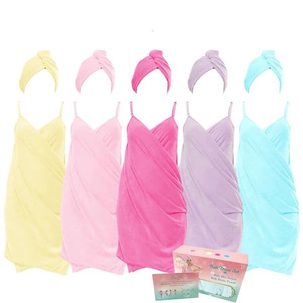 2026 2 Pcs Set Women Camisole Shower Dress Sexy Backless Absorbent Wearable Bath Towel Suspenders Nightdress 250310