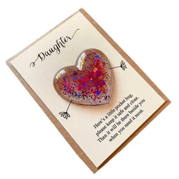 Daughter Pocket Hug Heart With Greeting Cards Mini Cute Decorations Crafts Portable Pockets Hugs Children Birthday Gifts X250311
