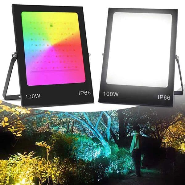 LED Flood Light RGB AC220V 30W 50W 100W 200W Flood Light Color Change IP66 Outdoor Lighting Spotlight Wall Street Light Reflector X250312