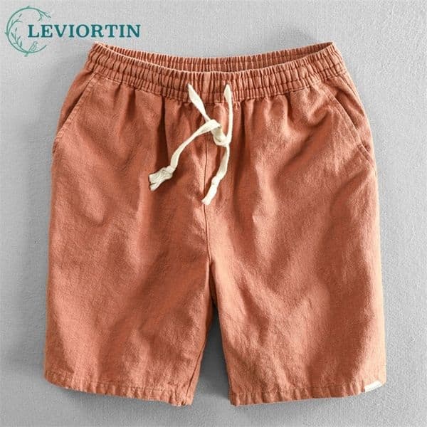 Men Summer Cotton Linen Shorts Japan Candy Color Beach Holiday Home Male Simple Casual Slim Fit Harajuku Soft Thin Shorts Pants250312BJ