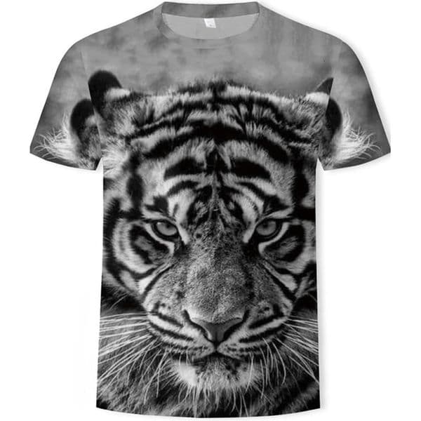Mens T shirt Men's 3D Digital Printing Tiger Head Pattern T-Shirt, Men's Summer Casual Tattoo Tiger Head Short Sleeve tee Casual tops summer clothes