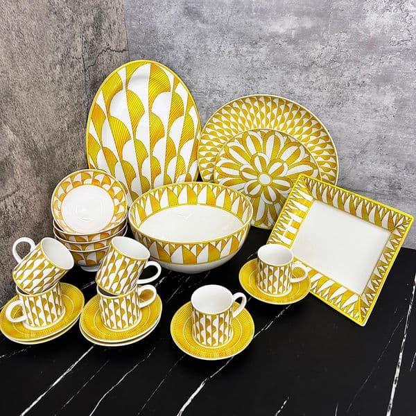 Luxury Bowls, Ceramic Tableware Set, Microwaveable and Dishwasher, Summer Modern Minimalist Sun Flower Design