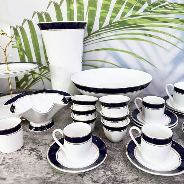 Fashionable underglaze tableware set - elegant ceramic bowls/plates/soup bowls, chic kitchen/dining