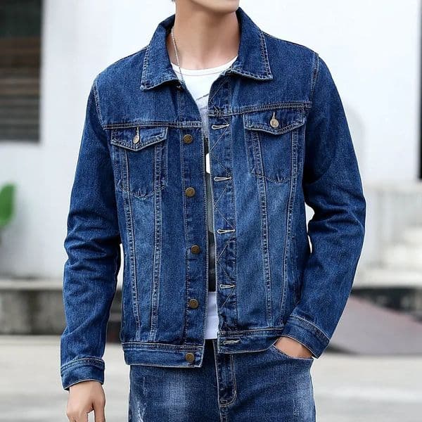 Spring Autumn Mens Denim Jackets Casual Streetwear Outerwear Solid Color Single Breasted Turn Down Collar Jacket Men 250312