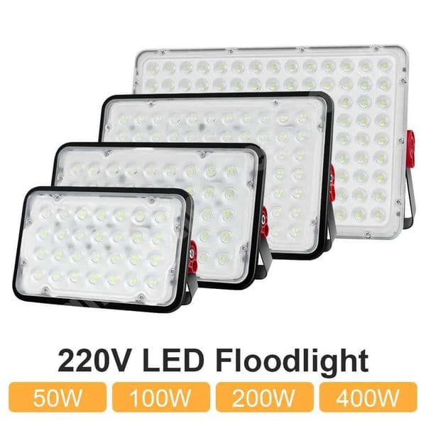AC 220V LED Flood Light 400W 200W 100W 50W Outdoor Flood Light IP66 Waterproof Spotlight Cold/Warm White LED Street Light X250312