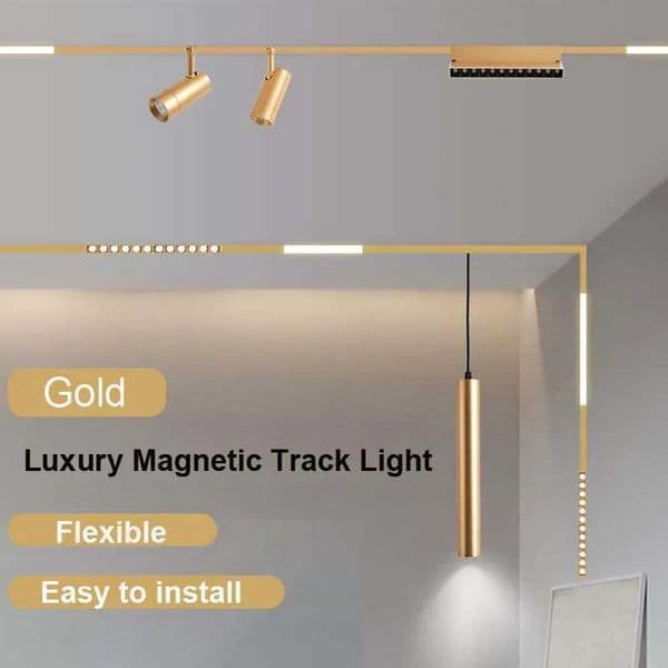 Golden luxury DC48V LED magnetic track light grille floodlight modern embedded flexible linear lamp spotlight pendant light Z250312