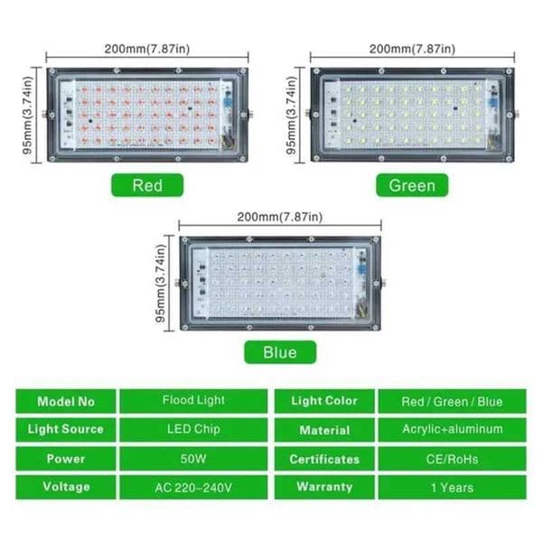 50W LED RGB floodlight AC 220V outdoor floodlight IP65 waterproof reflector LED spotlight red green blue garden light X2503121