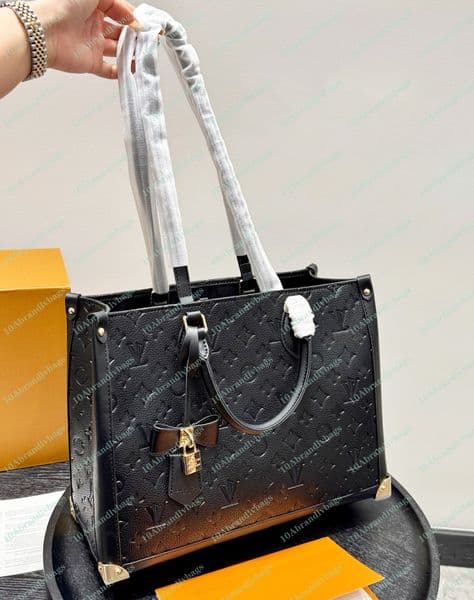 Onthego the tote murak quality Designer Bag for Woman man fashion 10a Crossbody black embossed bags Lady Luxurys Handbag real Leather Shoulder clutch Shop Bag 01