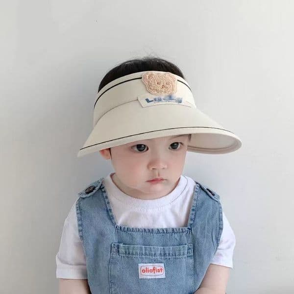Children's Summer Big brim Straw Girl Little Bear Baby Sunscreen Empty Top Boy Sun Hat Parent Child baseball cap