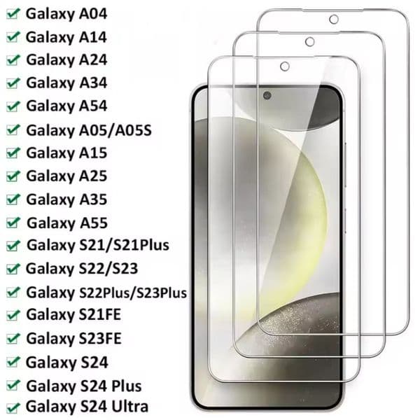 Tempered Glass For Samsung Galaxy S25 S24 S23 A04 A14 A54 A34 A15 A25 A05S A35 A55 Screen Protector Film Glass with box