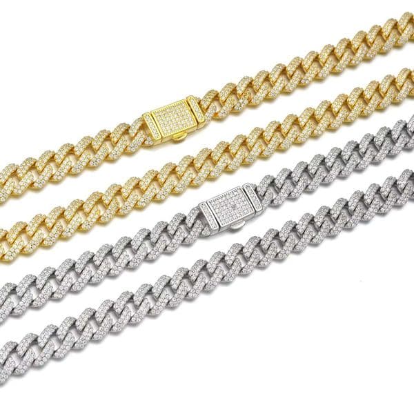 Moissanite Cuban k Chain Custom Jewelry Miami Real Sterg Sier Cadena Cubana Dia Cut Hip Hop Necklaces Gifts
